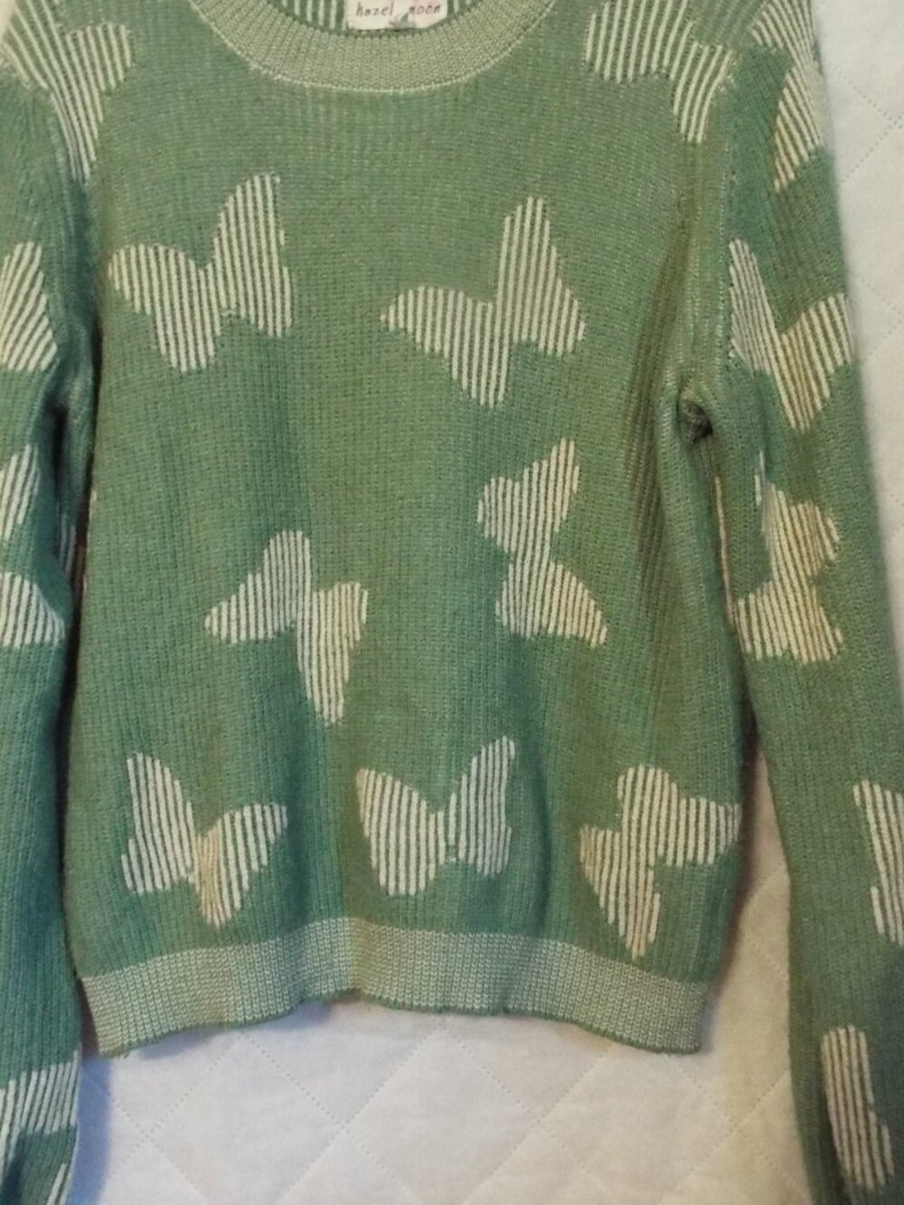 Green Butterfly Pullover Sweater Size Medium